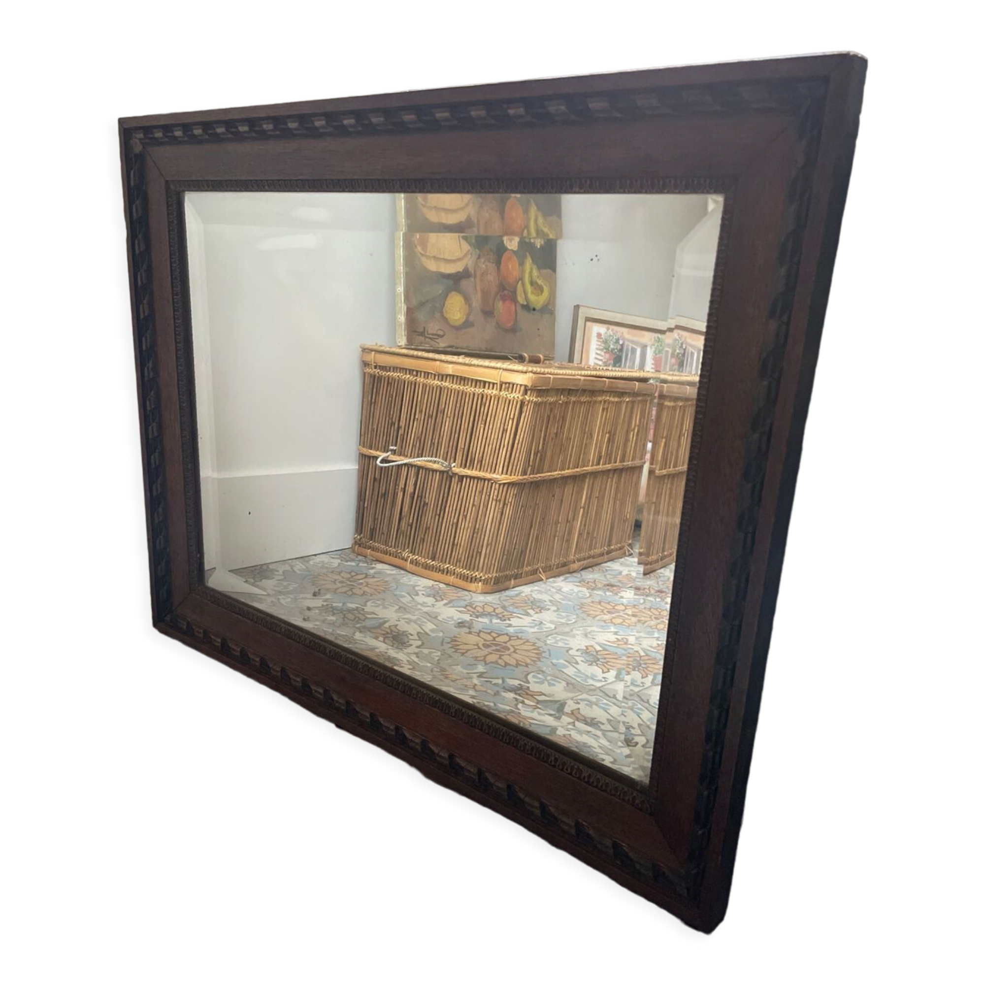 Carved beveled mirror