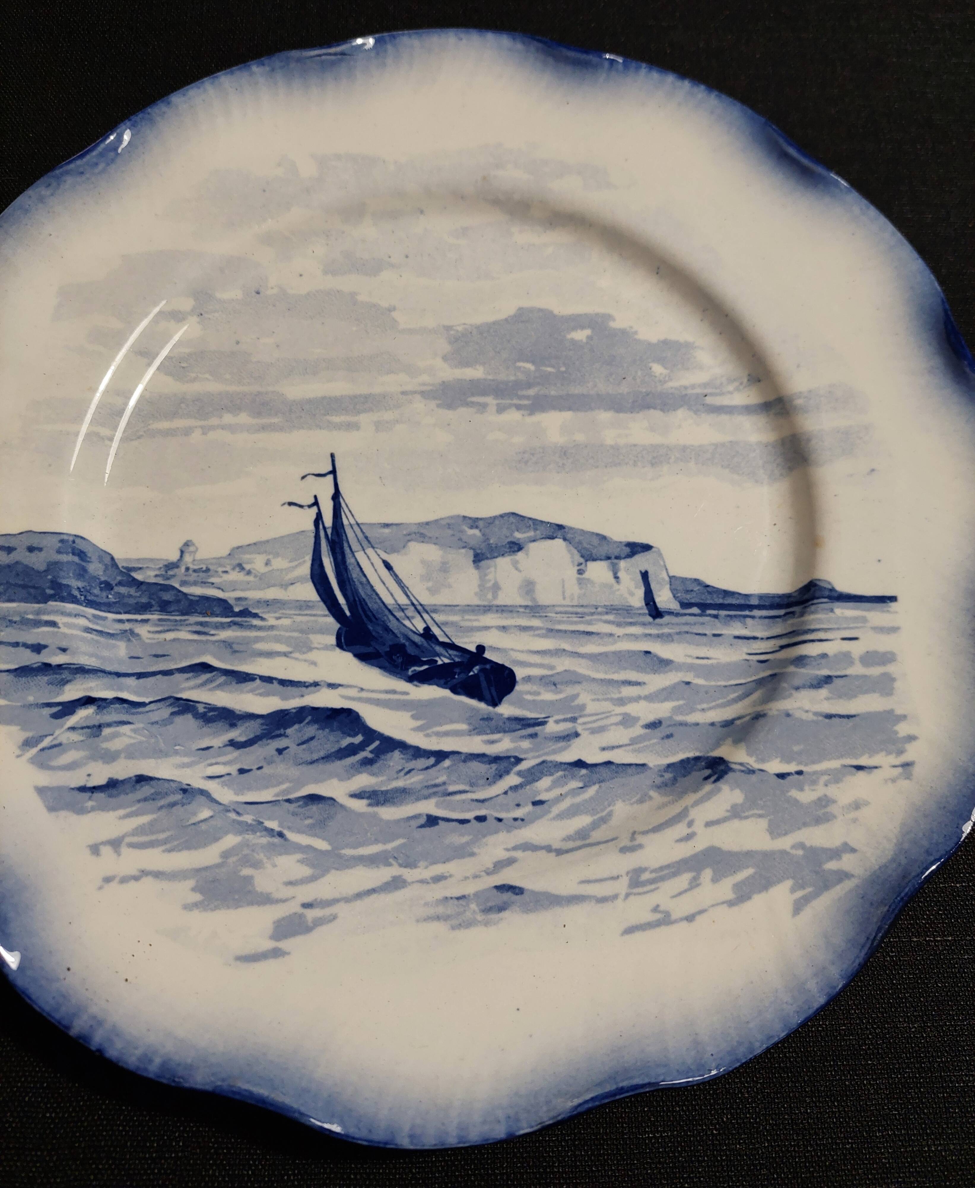 Sarreguemines earthenware plate with Marine decor late 19th century early 20th century