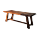 Table de ferme brutaliste en orme années 60