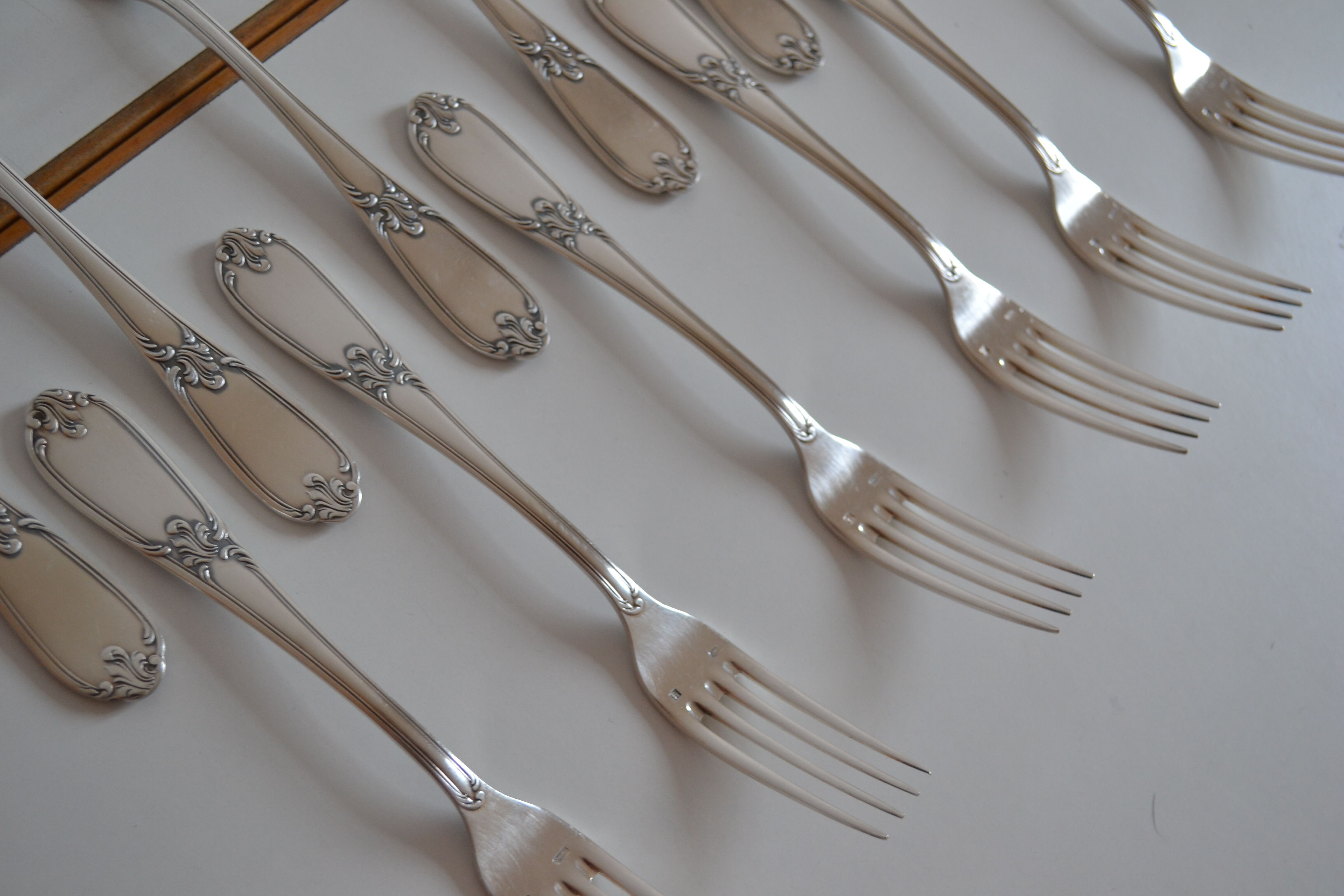 12 metal argente orfevre frionnet french table forks