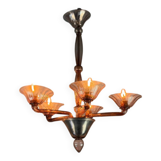 Venetian chandelier in amethyst Murano glass, circa 1920