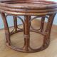 Rattan wicker pouffe from the 70s with cushion.