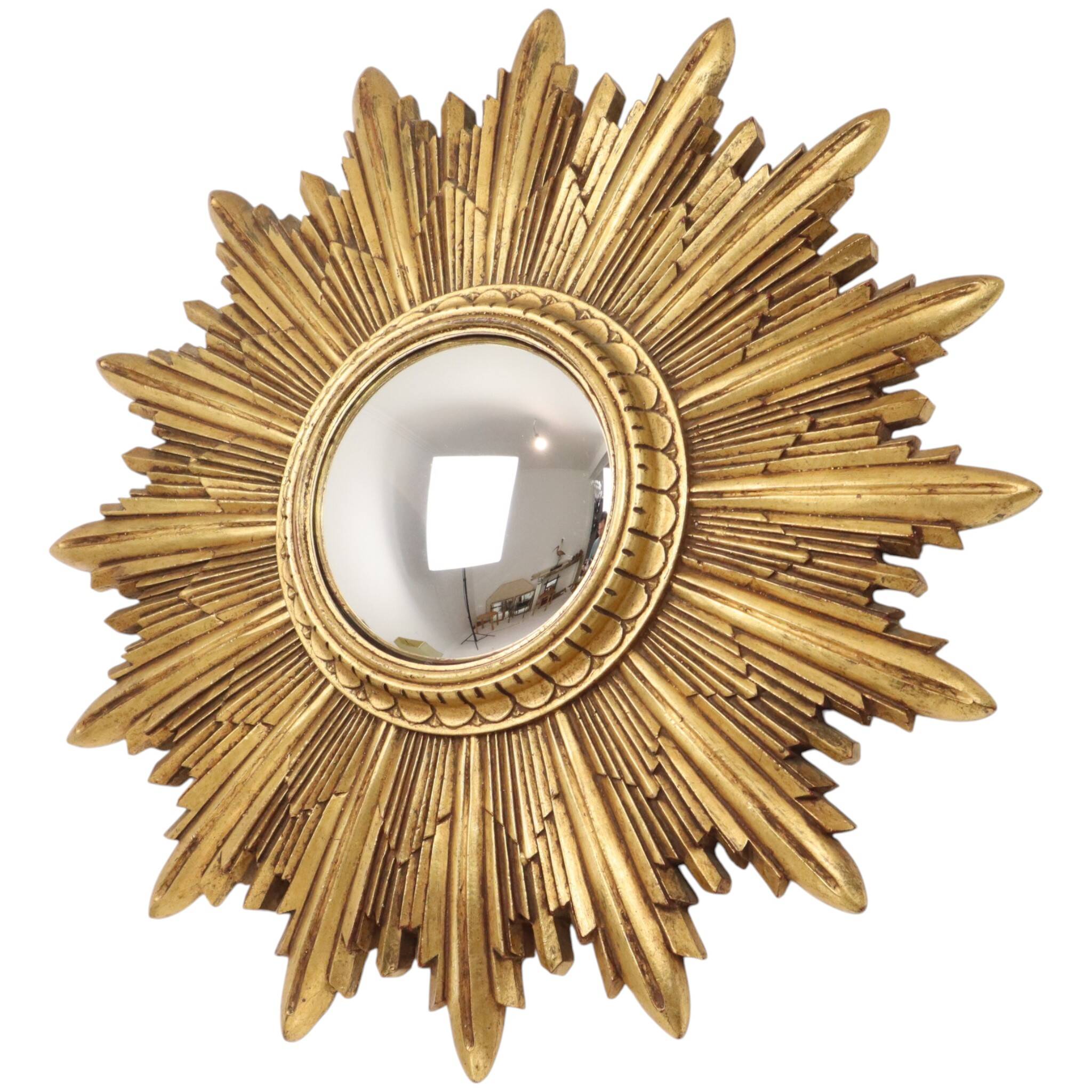 Gold Leaf Sunburst Mirror (Resin, 56cm)