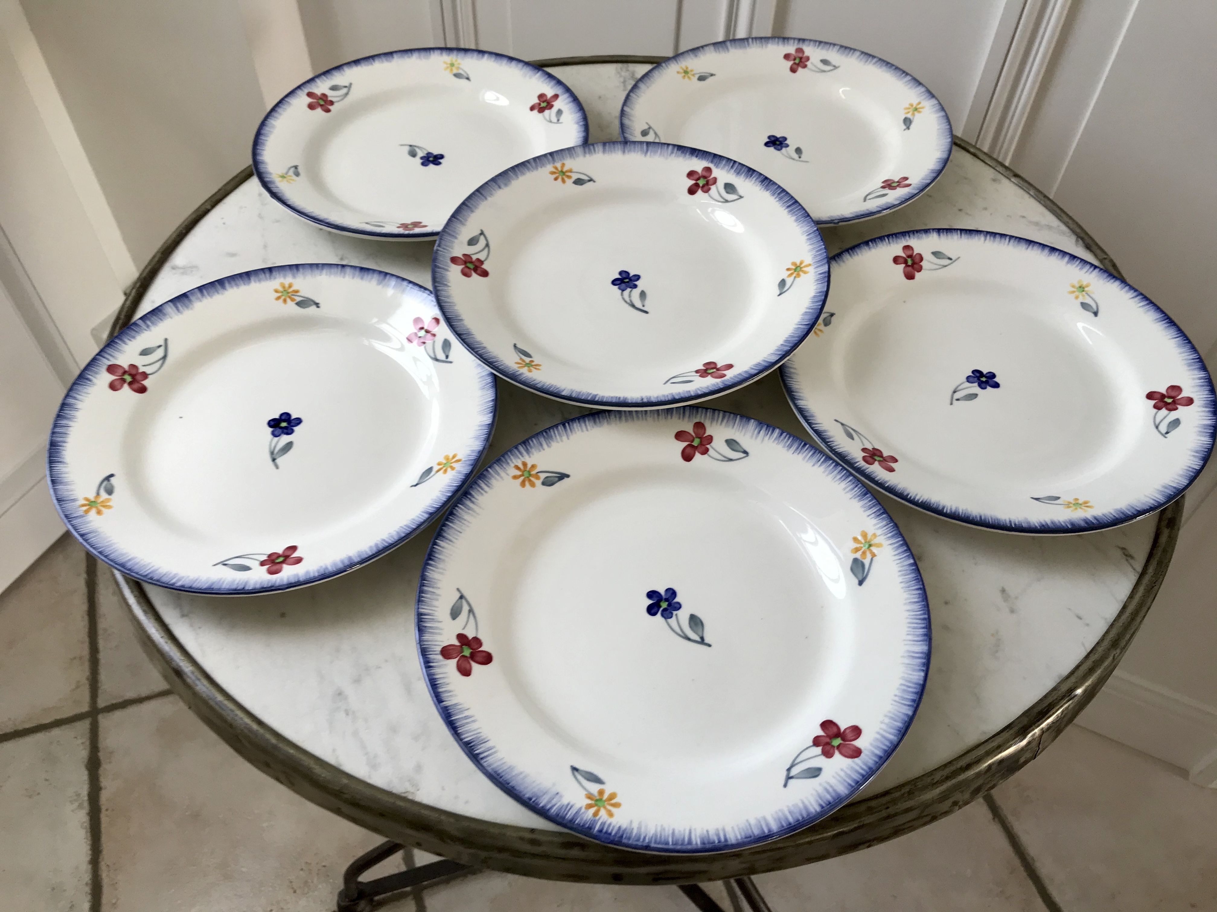 Set of 6 dessert plates Digoin Sarreguemines, years 30-40
