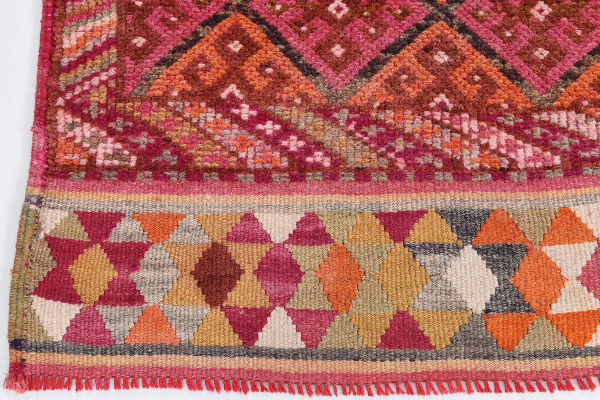 Tapis Couloir Turc Géométrique, Tapis Tribal Vintage, 87x366 Cm