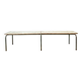 weathered school bench