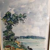 Watercolor by Georges Prestat River in Central African Republic