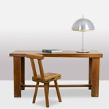 Brutalist style table, or desk, in beech. Circa 1900