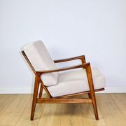 PRL armchair "Stefan" wooden beech vintage beige boucle - darker wood