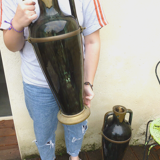 Ceramic vases brass frame art nouveau