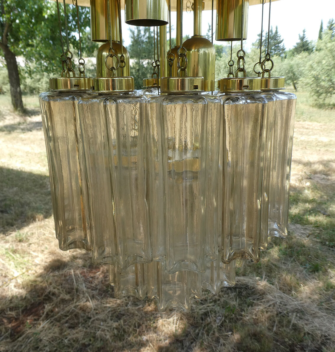 Design chandelier by Glashütte Limburg from 1960