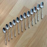 Set of 12 small silver-plated metal spoons