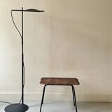 table basse selette vintage en métal noir et osier, 1950