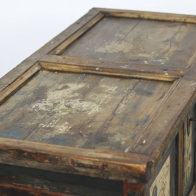 Folk art painted bridal chest