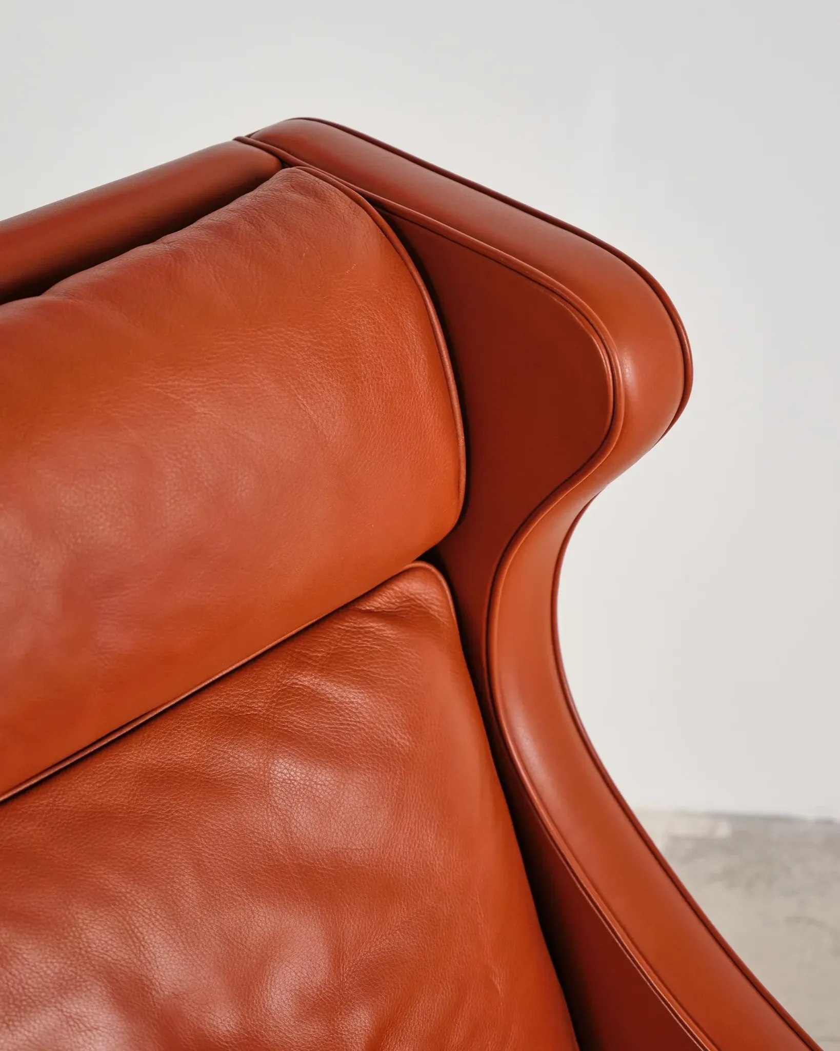 Armchair 2204 and leather pouf by Børge Mogensen, Denmark, 1960s.