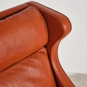 Armchair 2204 and leather pouf by Børge Mogensen, Denmark, 1960s.