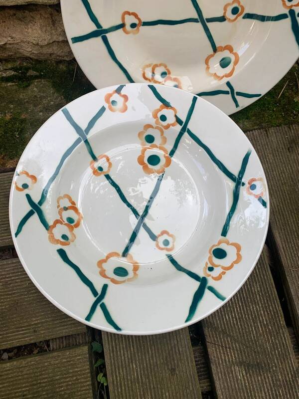 6 vintage Badonviller soup plates