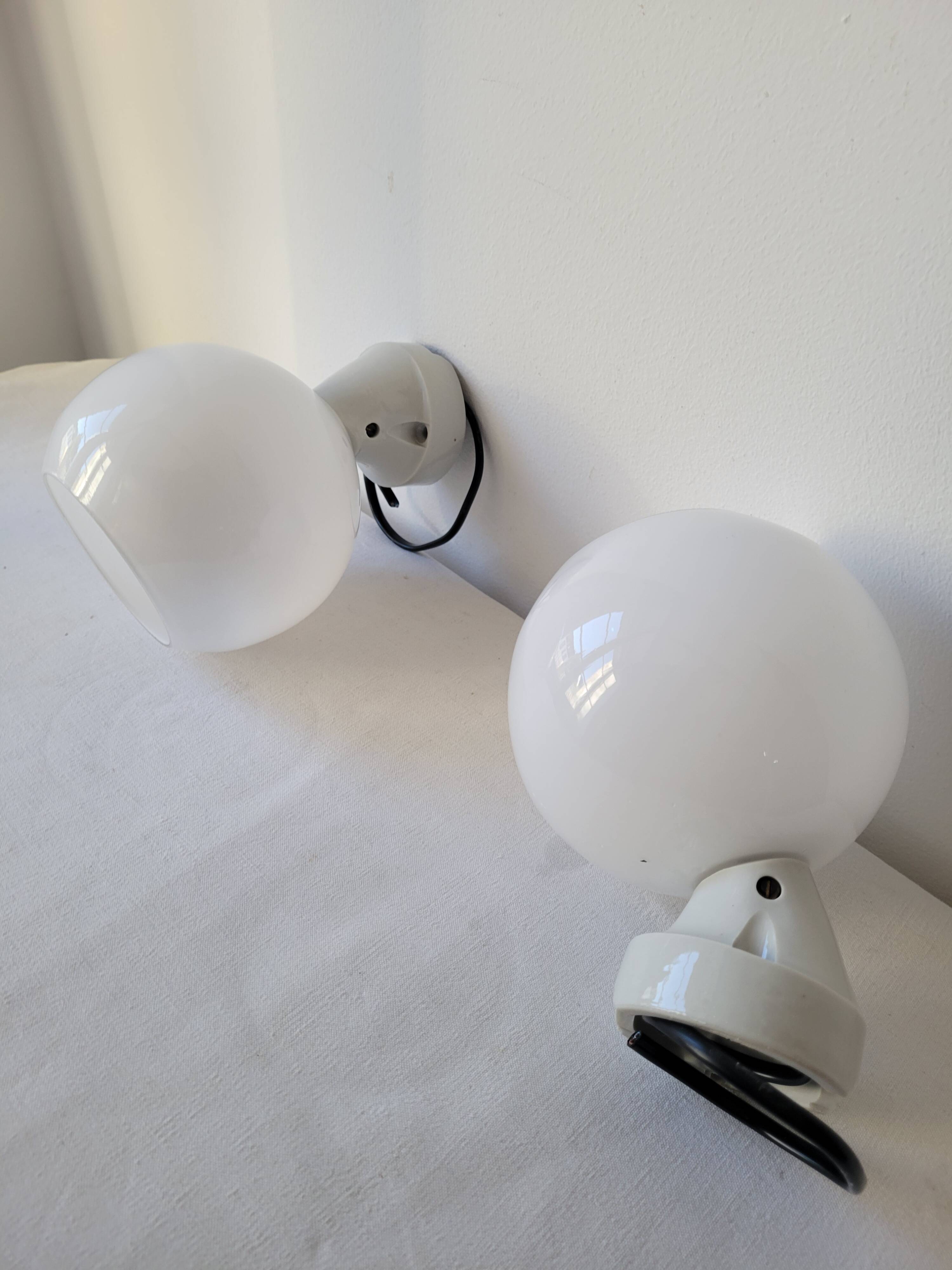 Duo of opaline and porcelain sconces