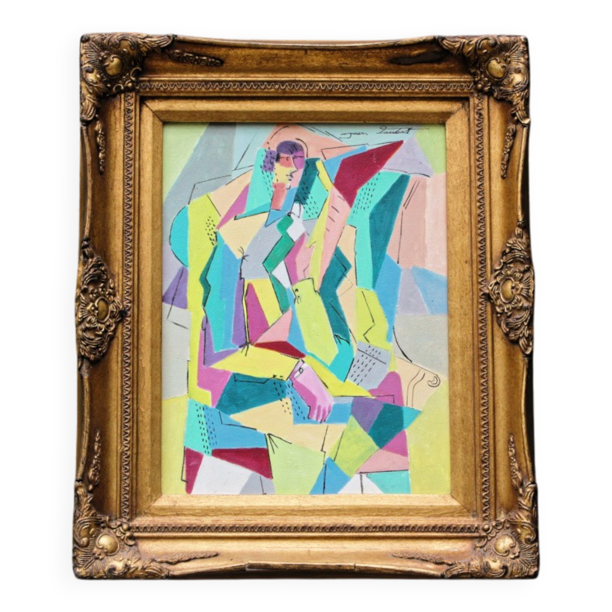 Oil on canvas in the cubist style, signed Jean Faubert (1955-2018)