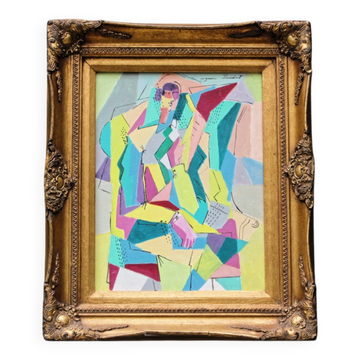 Oil on canvas in the cubist style, signed Jean Faubert (1955-2018)