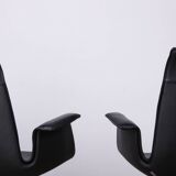 Pair of Danish armchairs in Black Leather and Chromed Steel, model FK 6725 Fabricius & Kastholm by Knoll