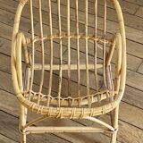 Authentique Fauteuil siège années 60 pour enfant en rotin - parfait état