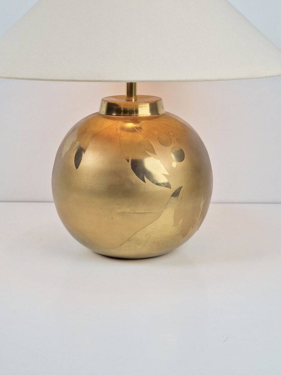Vintage Sphere Brass Table Lamp by Louis Drimmer, France, 1970s