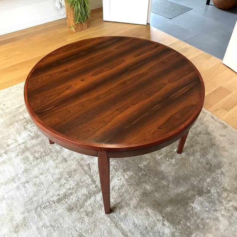 Extendable round table in solid teak and Rio rosewood – 1960s/70s