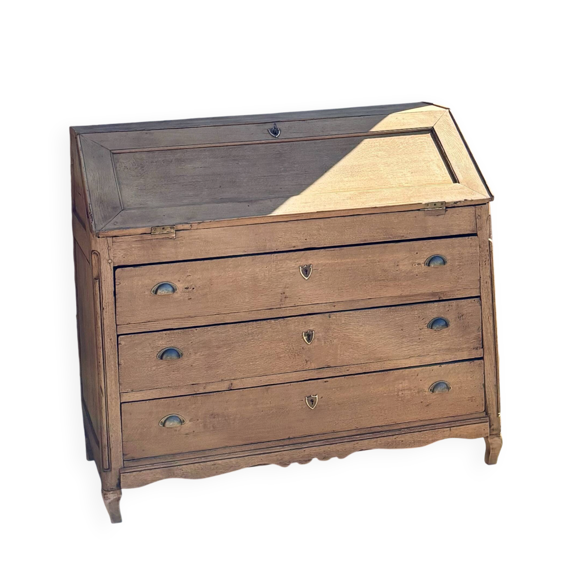 Antique drop-leaf secretary / solid raw oak counter