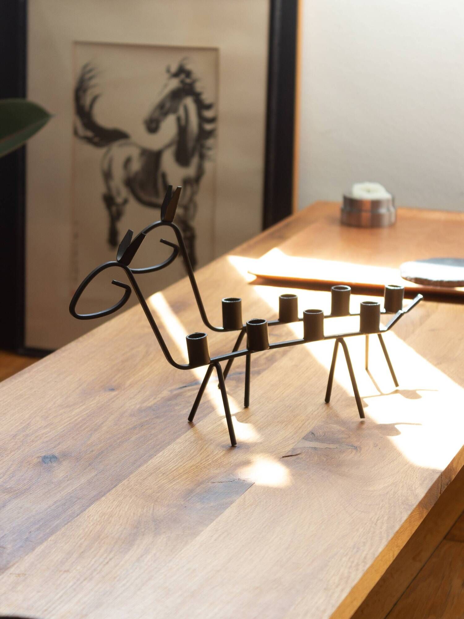 Pair of two zoomorphic wrought iron candlesticks with 4 lights, 1960s