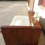 Cozy set and Art Deco bed in solid walnut