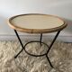 Table basse vintage, tripode en rotin