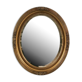 Miroir ovale cadre stuc doré