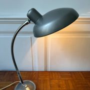 Industrial metal workshop lamp with a gooseneck.