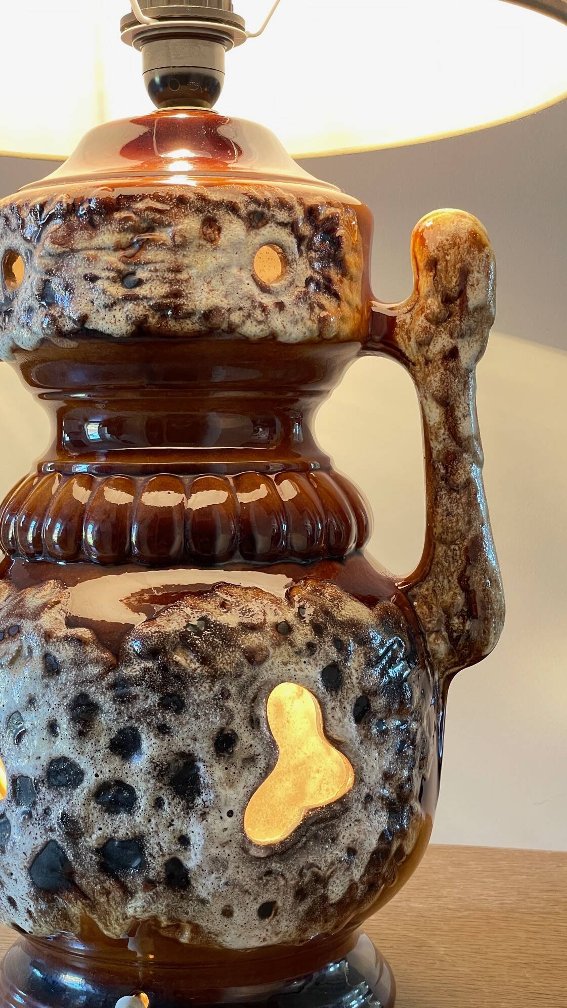 Lamp ceramic fat lava double lighting 70s