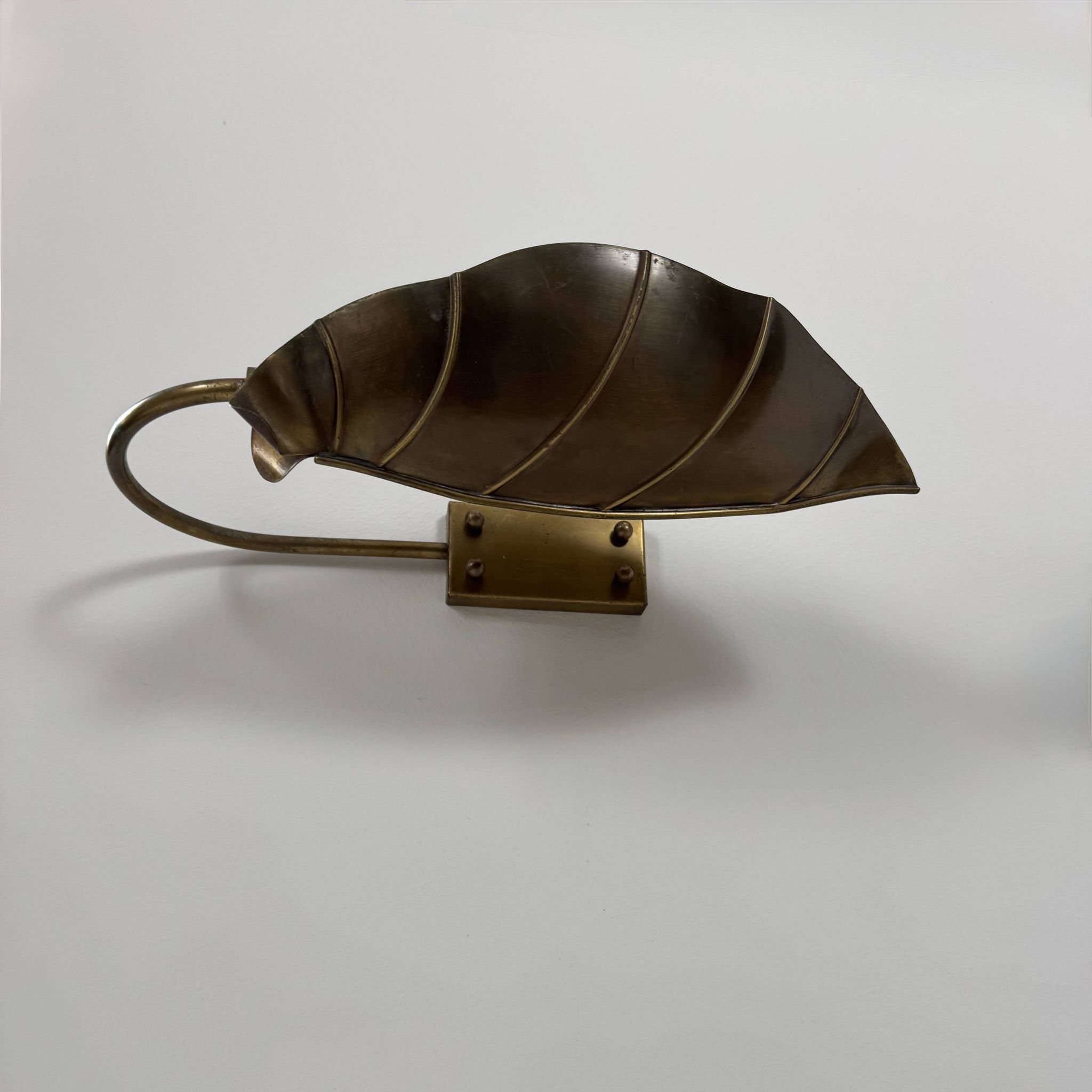Pair of vintage wall lights, patinated brass, France, 1970.