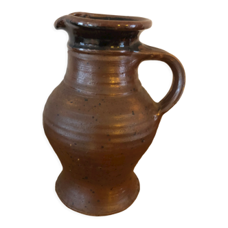 Brown ceramic stoneware pitcher / jug