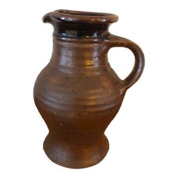 Brown ceramic stoneware pitcher / jug