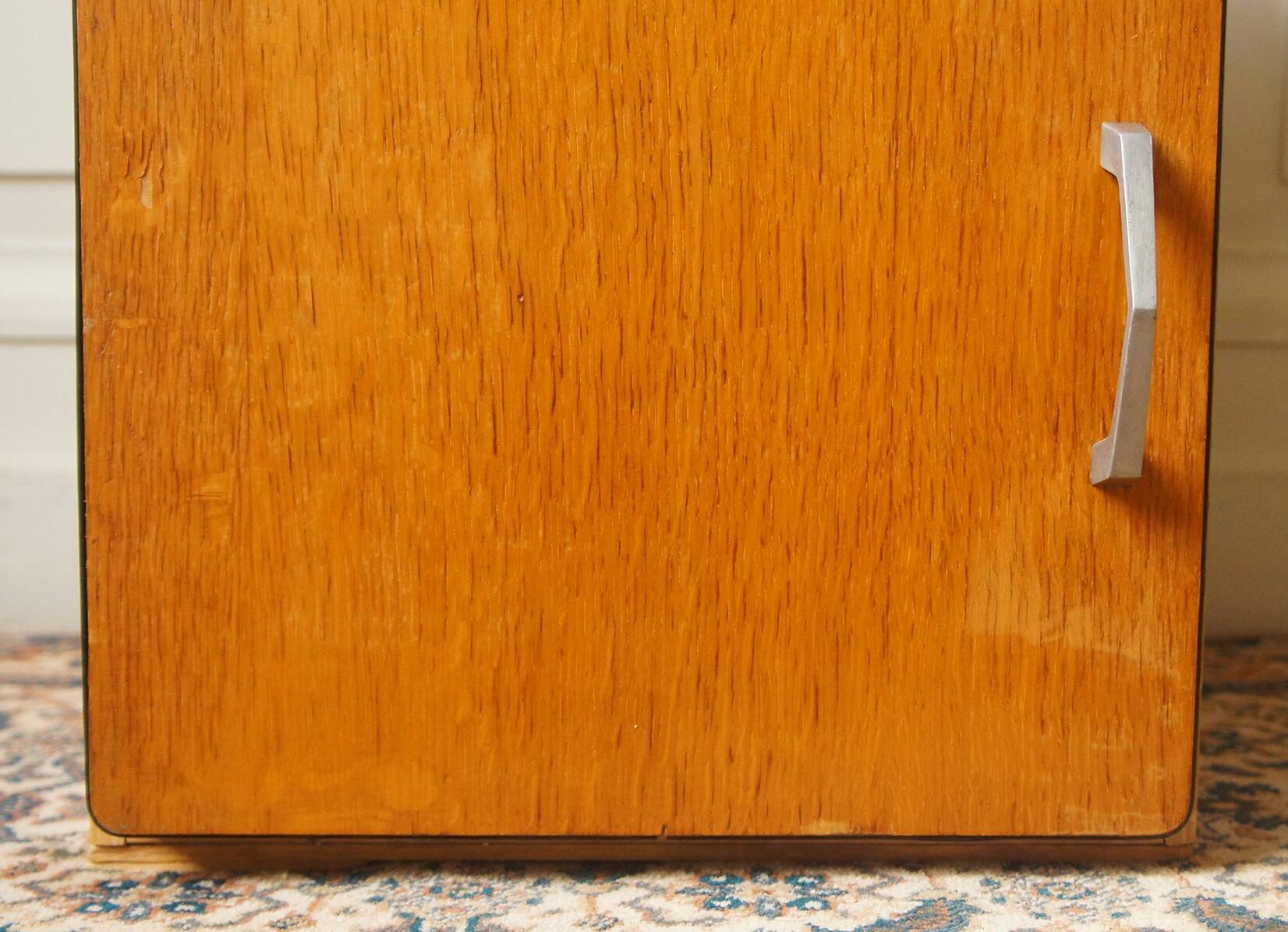 Bedside table in blond wood & Formica 1960