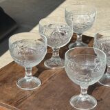 5 vintage fruit pattern glass ice cream cups