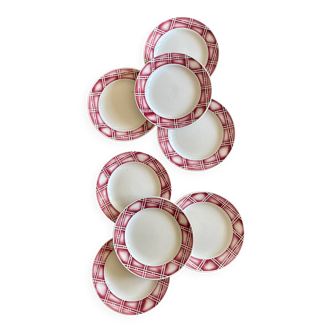 Set of 8 old flat plates, Rostand model from Sarreguemines
