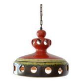 Lustre vintage en céramique rouge, lampe suspendue rustique, lampe suspendue, Fat Lava