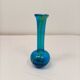Vase soliflore en verre soufflé bleu veiné – design vintage 18 cm