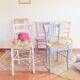 Set of 5 pretty patinated chairs