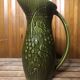 Old SARREGUEMINES Green Ceramic Pitcher Vintage Vines Decor