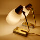 Pair of vintage table or bedside lamps, brass and glass, 50s 60s