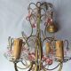 Vintage Murano drop pendant chandelier with pearl flower, 4 lights.