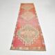 3x11 Reddish Coral Tones Vintage Runner Rug, Handwoven Runner Rug,91x346Cm