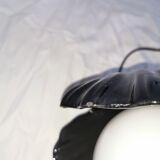 Ceramic shell lamp with opaline pearl, Saint-Jacques, France, 1980