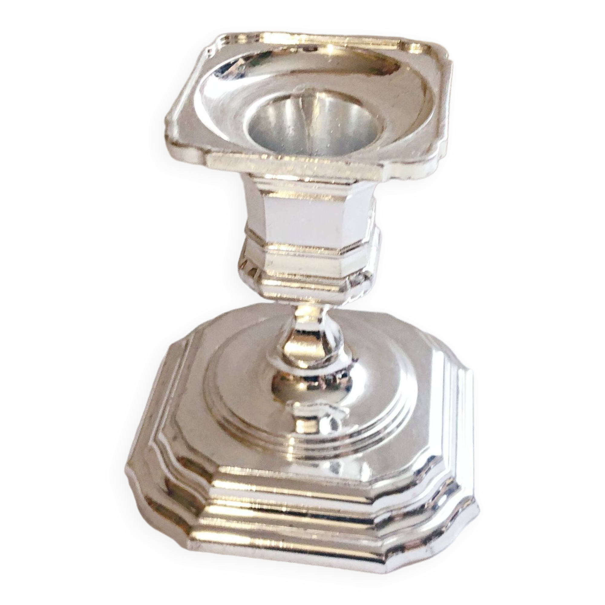 Candle holder on silver metal base Regency Style 20th West Germany
